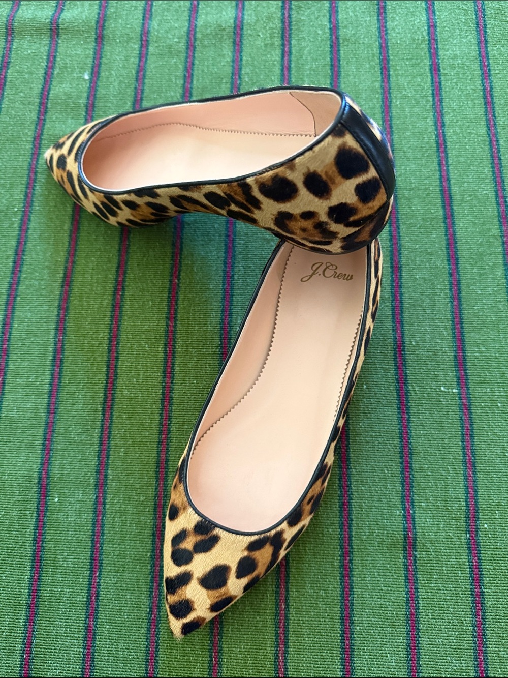 J. Crew Leopard Print Pointed Toe Flats - Brown and Black
